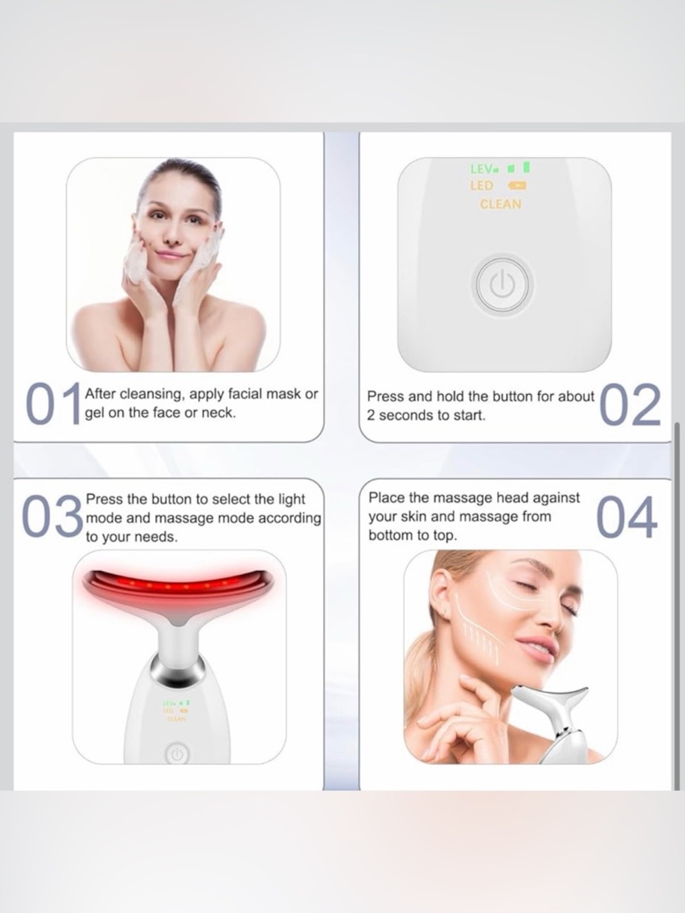 Portable Facial Beauty Device, Facial Massager with 7 Color LED Lights - Picture 5 of 8